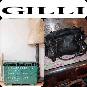 G.I.L.I black solid leather hobo bag